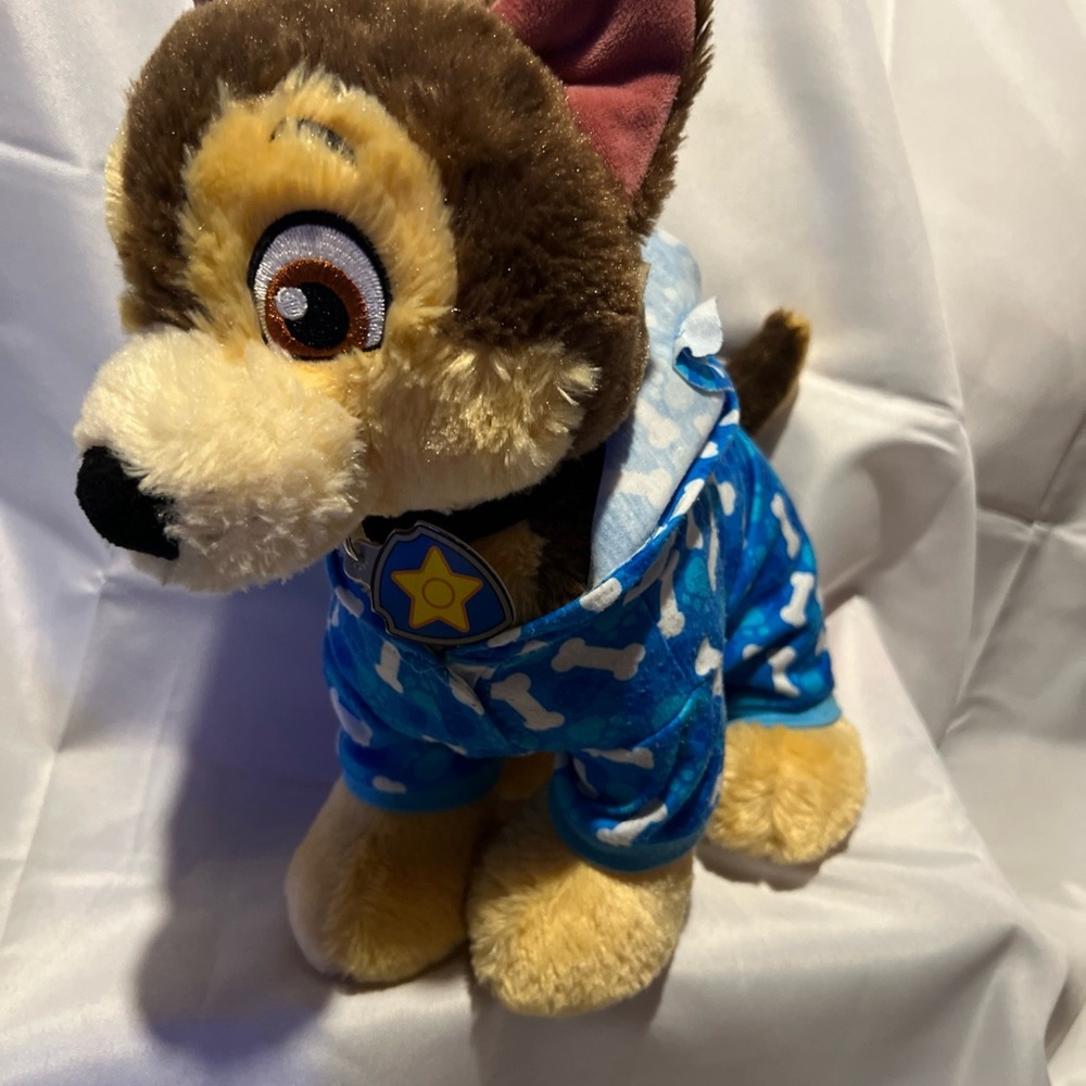 Build A Bear Nickelodeon PAW PATROL 15" Plush CHASE in Paw Patrol Hooded Pajamas